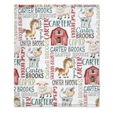 Personalized Farm Animal Blanket - Custom Name - Gift - Farm Blanket